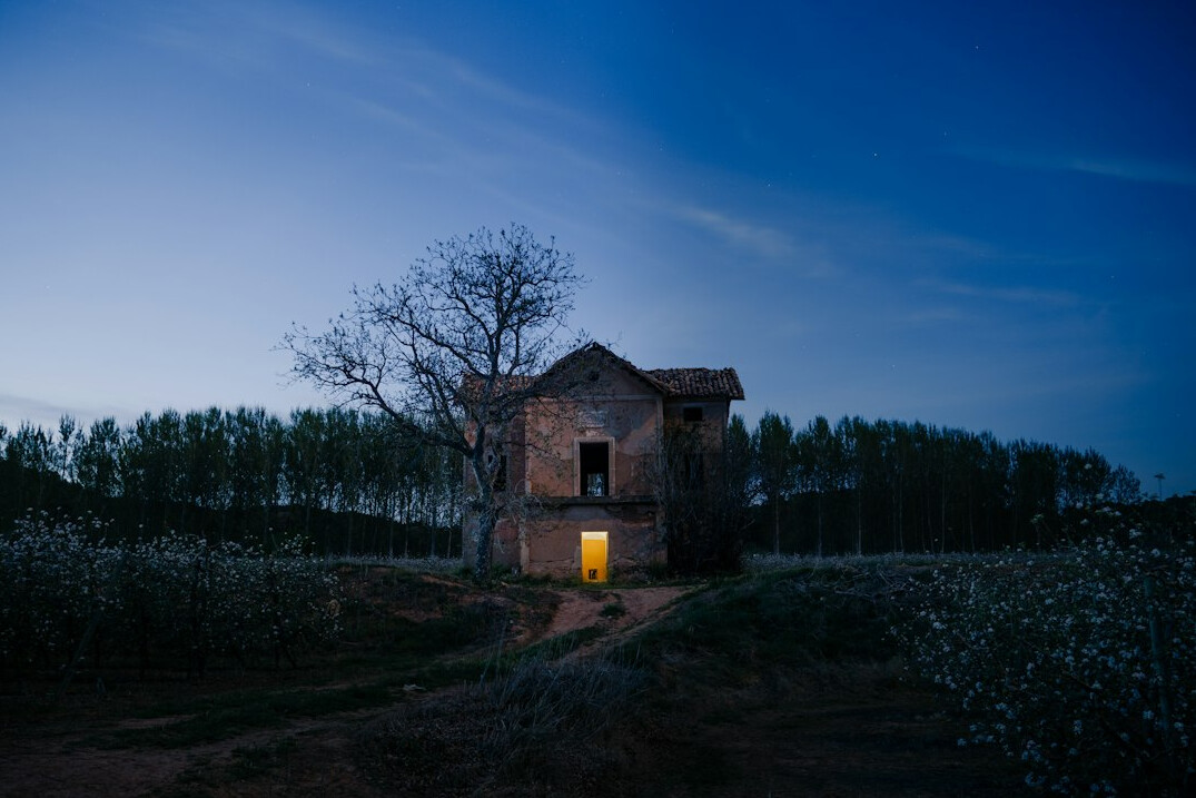 dark abandoned house at night